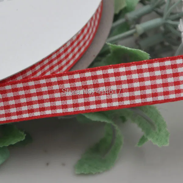 Upick 3 8 15mm Red One Roll font b Tartan b font Plaid Ribbon Bows Appliques
