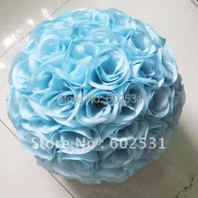 SPR 25 см Голубое озеро Свадебный Цветочный шар пластиковый центр Шелковый целующийся шар, вечерние и праздничные украшения цветок