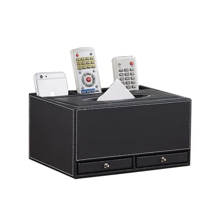 Fashion Multifunctional PU Leather Tissue Box Remote Control Storage Box Living Room Coffee Table Napkin Pumping Paper Box 2
