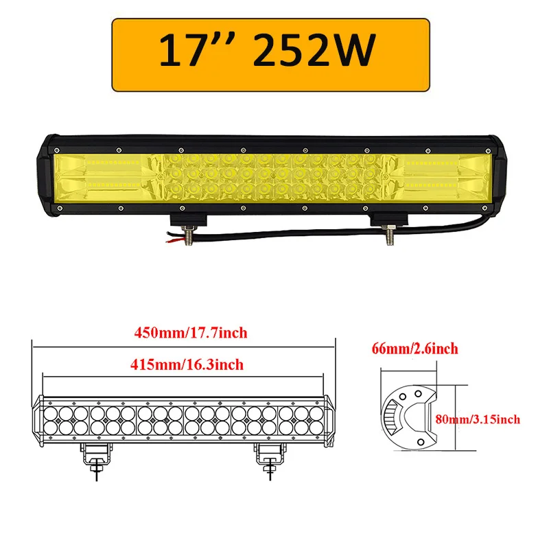 Auxtings 20 дюймов желтый светодиод 4x4 внедорожный светильник для 4WD грузовиков внедорожников ATV трейлеров балок Янтарный рабочий светильник для вождения противотуманных фар