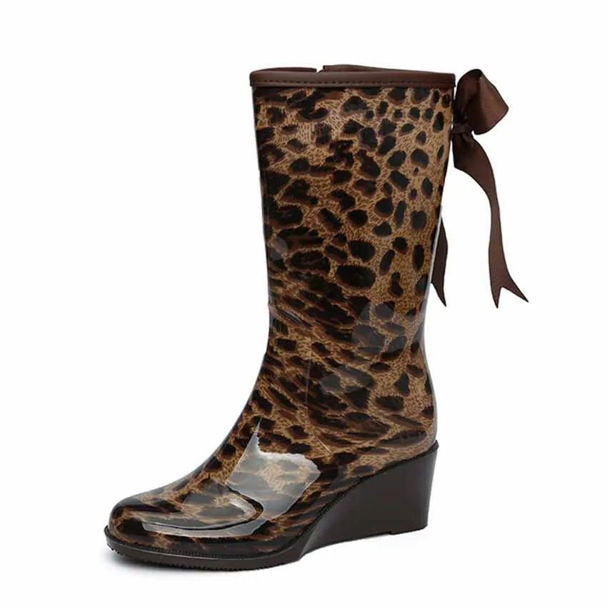 2016 Ladies Comfortbale and Soft Wlking Pink Polka Dot Rainboots Long