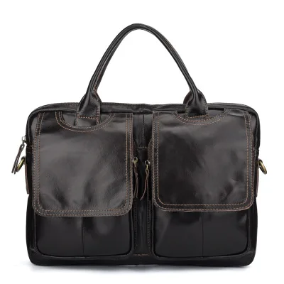 Joyir мужской портфель из натуральной кожи сумка для ноутбука многофункциональный мужской портфель s сечение Офисные Сумки чистого цвета для мужчин - Цвет: black