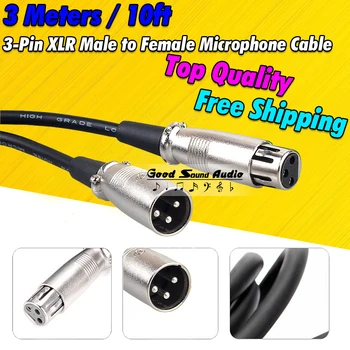 

3m 3 Pin XLR Male to Female Connector Studio Condenser Microphone Signal Audio Cable Dynamic Mic Wire Cord For 48V Power Supply