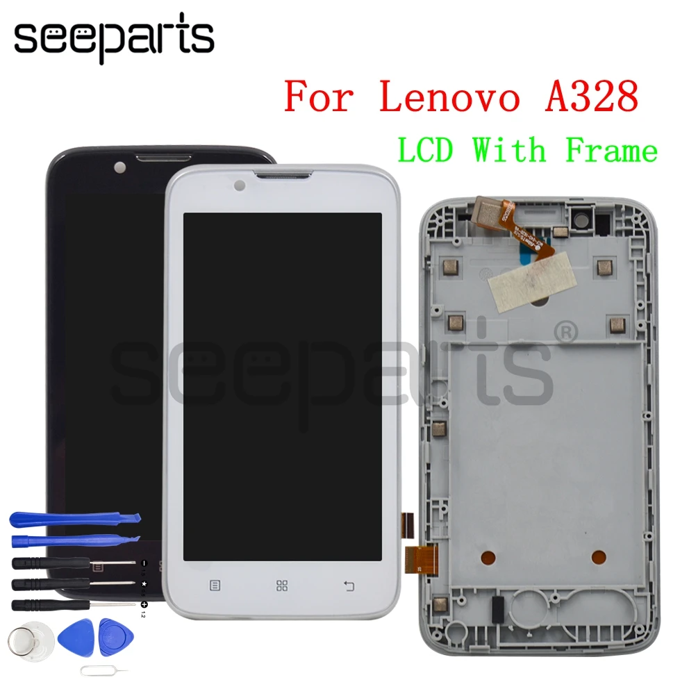 

White 100% tested For Lenovo A328 LCD Display +Touch Panel Screen Digitizer Assembly with Frame Phone Replacement Repair Parts