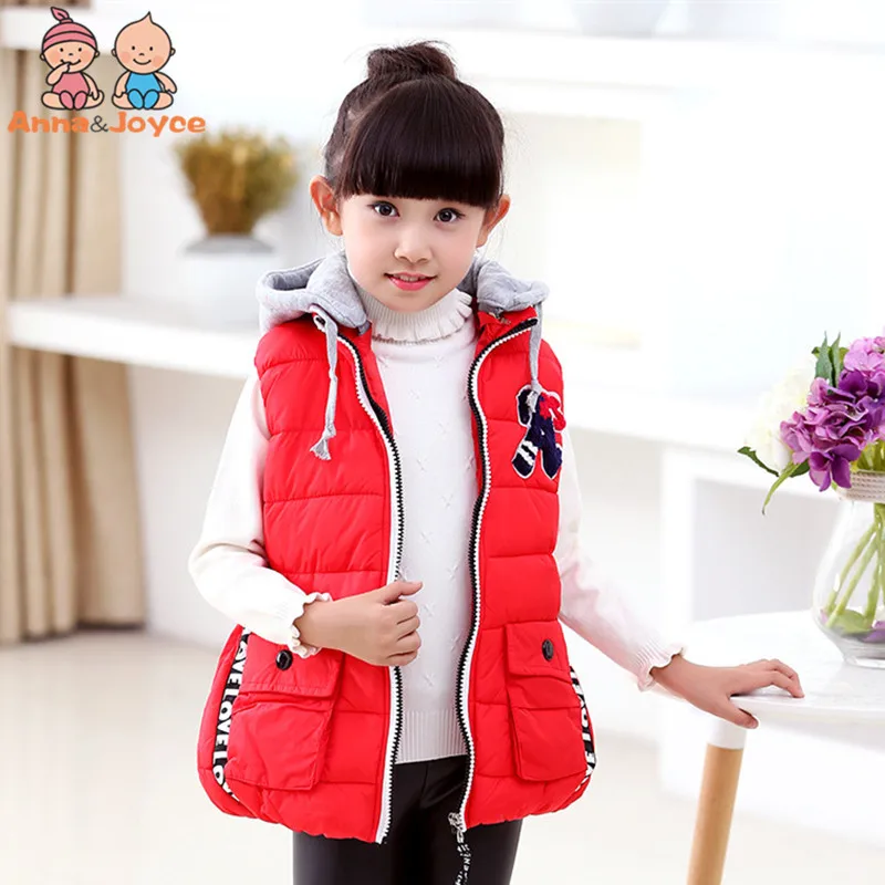 

2018 Winter New Style Winter Vest Girls Keep Warm Thickened Down and Cotton Clothes Hooded Vest Coat