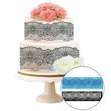 Глубокая с цветами и кружевом шелковая форма украшения боковой части торта инструмент помадка торт 3D форма пищевой силиконовый коврик форма для торта K20