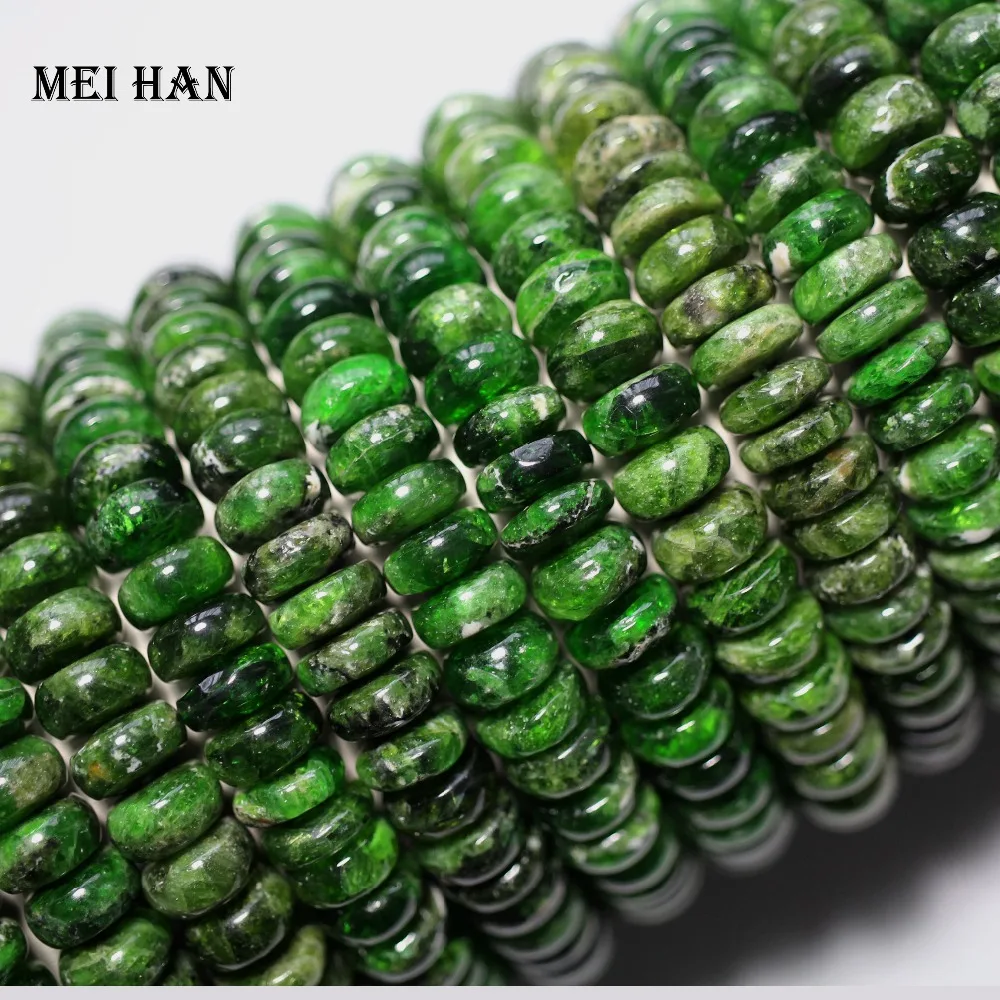 

Meihan wholesale (2bracelets/set/76g) natural 4-6*10mm green chrome diopside rondelle stone beads for jewelry DIY making
