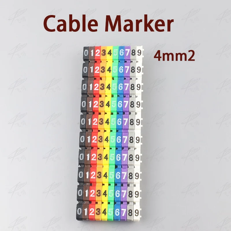 2500PCS Cable Marker For 4 sqmm Colored Number 0 to 9 Each 10pcs Distinguish Wires