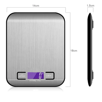 

Stainless steel platform 5000g/11lb Digital Kitchen Scale Electronic Postal Food scale for Baking Cooking Measuring tools