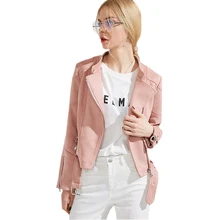 Высококачественная Женская замшевая куртка, пальто, модные застежки-молнии, короткая куртка с поясом, осенне-зимняя пикантная облегающая мотоциклетная верхняя одежда, Femme