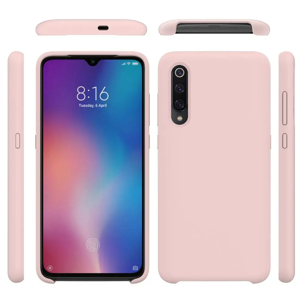10pcs/lot Liquid Silicone Case For Xiaomi 9 9se 8 6X A2 Lite For Redmi Note 7 6 K20 Pro Silky Gel Rubber Soft Touch Cover - Цвет: Розовый