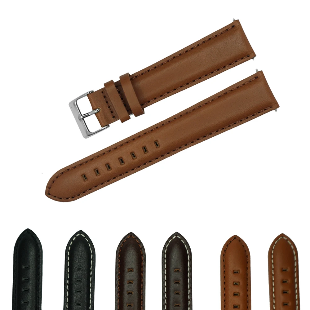 

YQI 16mm 18mm 20mm 22mm 24mm Watch Band Longer Black Brown Camel Replacing Watchband Italy Real Leather Watch Strap Steel Buckle