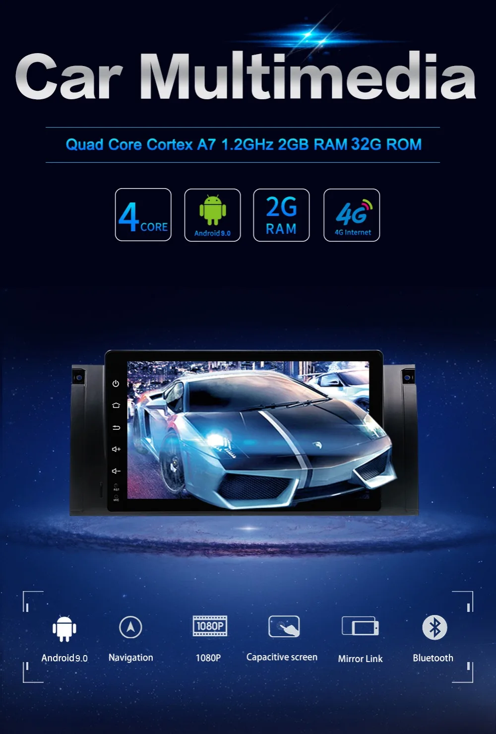 Discount Bosion Car Multimedia Player Android 9 GPS Stereo System For BMW/E39/E53 ROM 32GB Wifi FM AM Radio dvd automotivo canbus camera 7