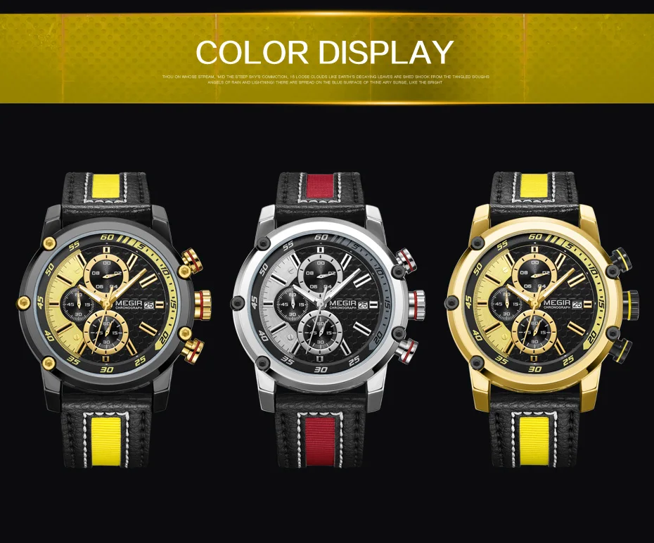 Креативные MEGIR спортивные мужские часы с хронографом, Роскошные Кварцевые часы для мужчин, армейские военные наручные часы, часы Relogio Masculino