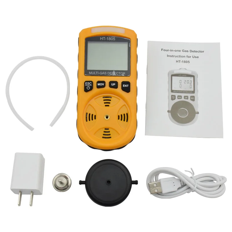 

4 in 1 Multi Gas Detector O2 H2S CO Combustible With Gas Sampler Pump Oxygen Hydrogen Sulfide Carbon Monoxide Gas Analyzer