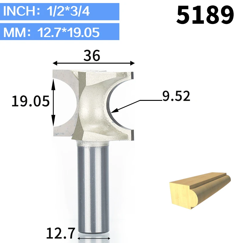 HUHAO 1 шт. 1/2 1/4 дюйма хвостовик полукруглый бит 2 Флейта концевая фреза для дерева без подшипник, деревообрабатывающий инструмент фреза - Длина режущей кромки: 5189