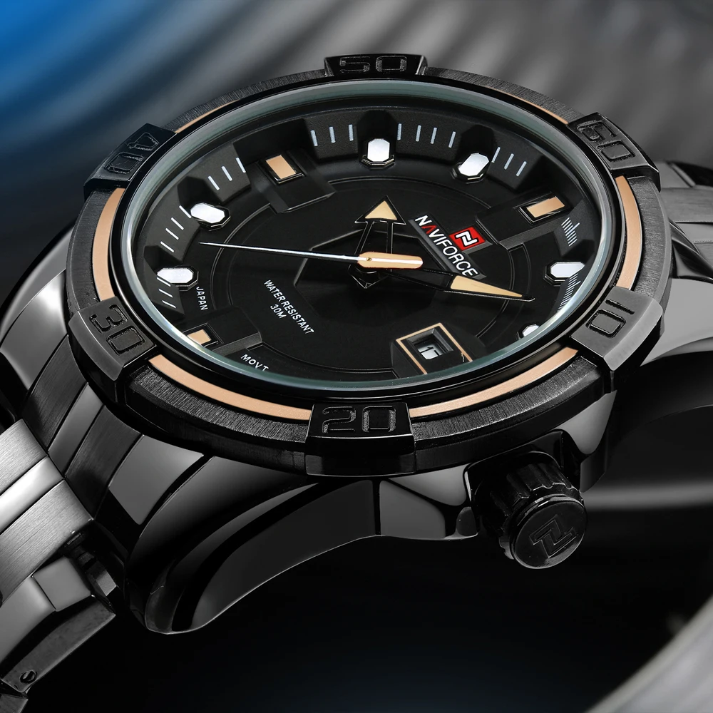 

NAVIFORCE Men's Luxury Brand Military Sports Watches men Waterproof Full Steel Quartz Watch Man Black Clock relogio masculino