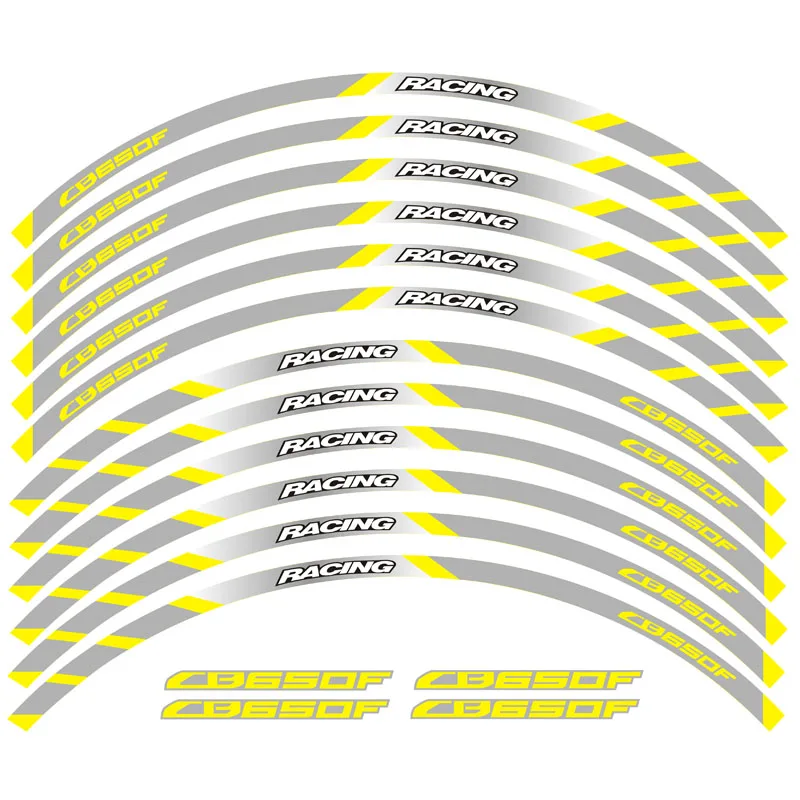 Мотоциклетные передние и задние колеса край внешний обод наклейки светоотражающие полосы колесные наклейки для Honda CB650F - Цвет: B Yellow