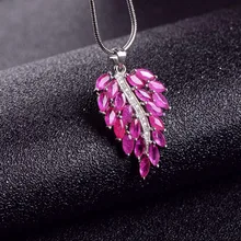 С натуральным красным Рубином кулон S925 Серебряный натуральный драгоценный камень кулон Цепочки и ожерелья модный большой роскошный цветок листья вокруг шеи отличное Женское Ожерелье Свадебные украшения