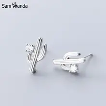New 925 Sterling Silver Korean Style Simple Sweet Cactus Stud Earrings For Women Hypoallergenic Fashion Silver Gift