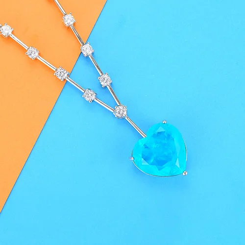 Godki роскошный многоцветной кулон в форме сердца, ожерелье, красивый полный кубический циркон, модный шарм, женские вечерние ювелирные изделия, подарок - Окраска металла: SB