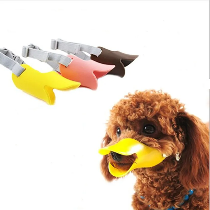 3 Color Novelty Dog Mask Muzzle Silicone Cute Duck Mouth Design Bark