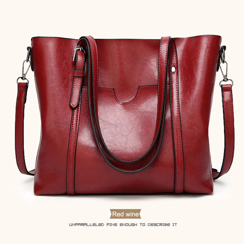 

Women European And American Style Wax Leather Handbag Vintage Shoulder Bags Shopping Case LT88