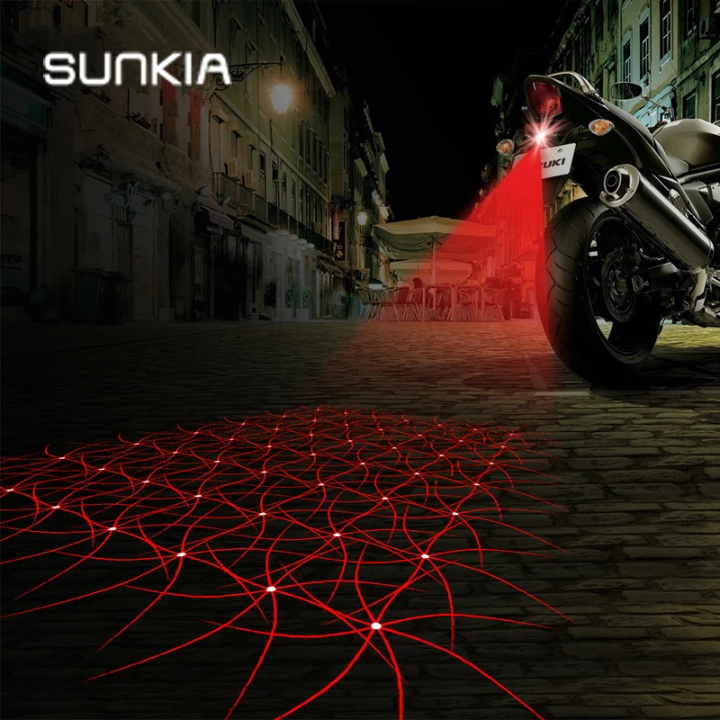 

SUNKIA Shinning Pattern Motorcycle Laser Fog Light Warming Signal Lamp Auto Styling Tail Light