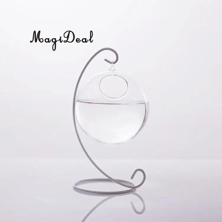 MagiDeal Heat-Resistant Glass Ball Shape Wall Hanging Flower Vase Plant Bottle Home Bedroom Living Room Decor 10cm Friend Gifts