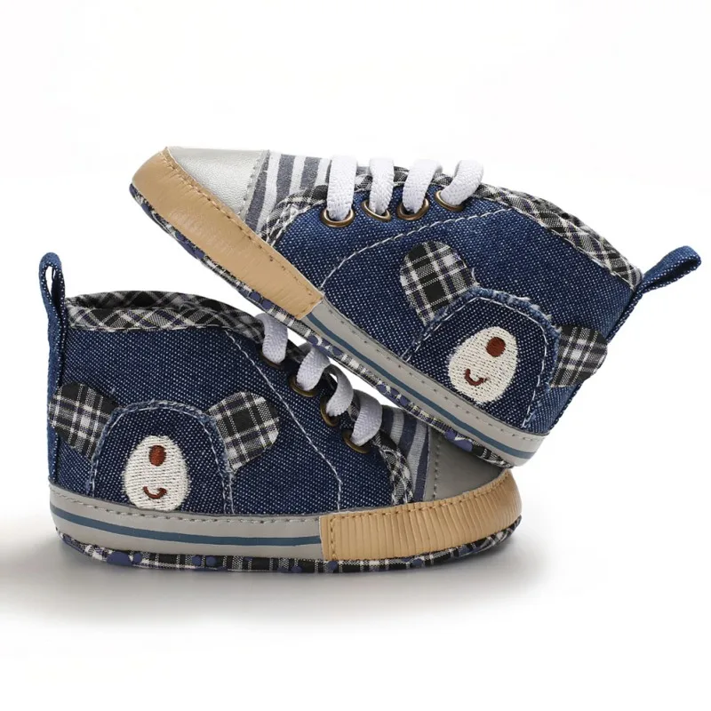 Denim Baby Shoes For Newborn Baby Boys Canvas Plaid Casual Baby Boys Girls Shoes Autumn Cotton Soft Soled First Walkers