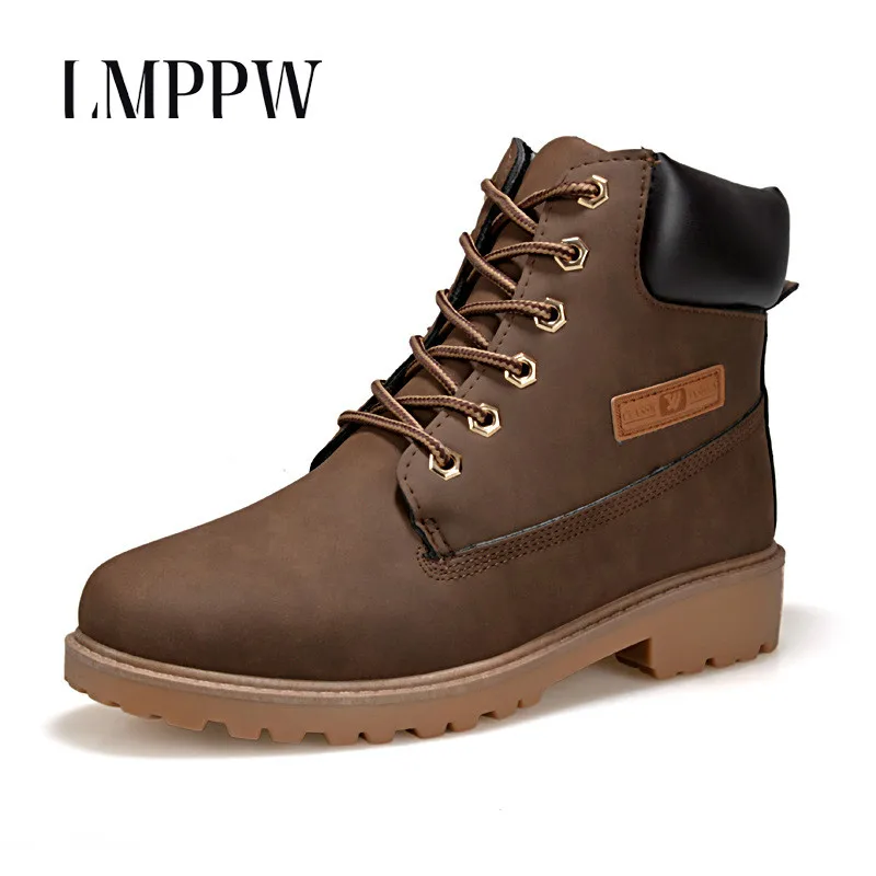 

British Fashion Winter Warm Snow Boots Men PU Leather Leisure High Help Shoes Men Lace-up Ankle Boots Outdoor Snow Boots 2A