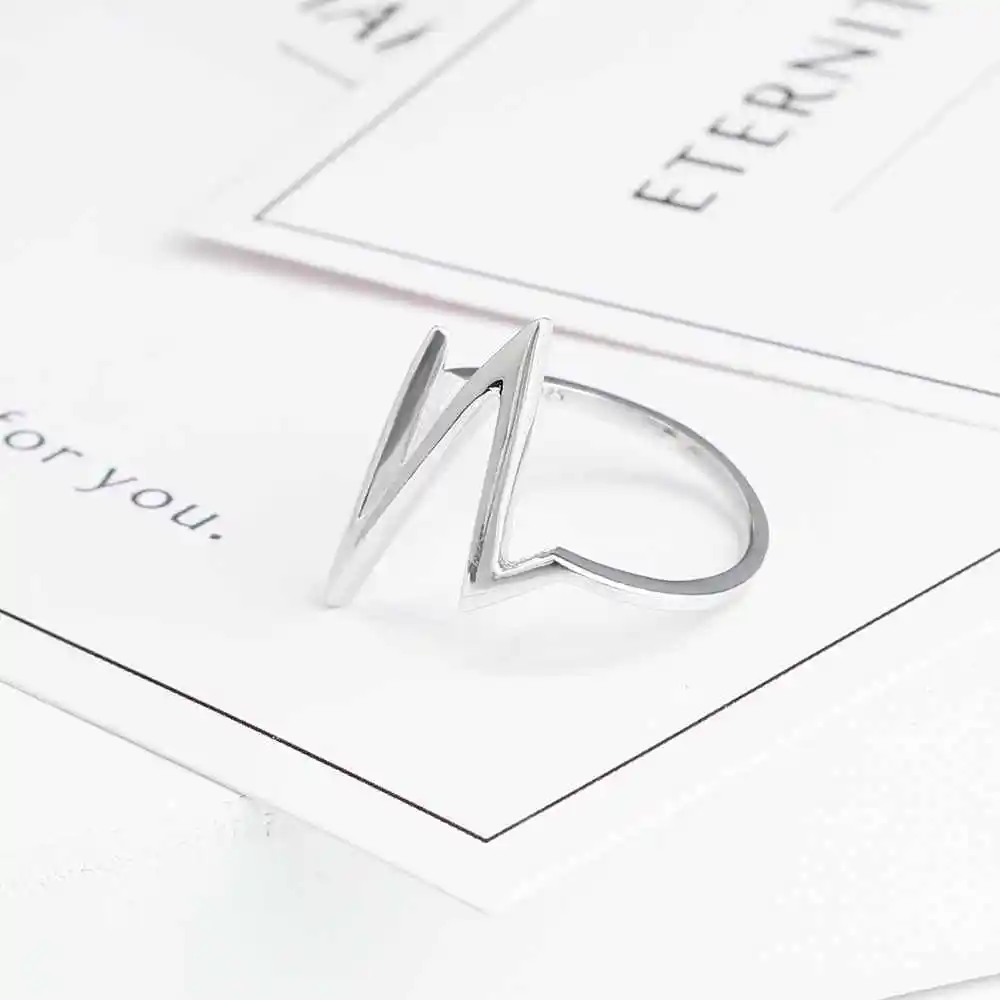 New 925 Sterling Sliver Rings for Women Unique Design Lightning Heartbeat Shape Romantic Style Gift to Girls JewelOra RI102766