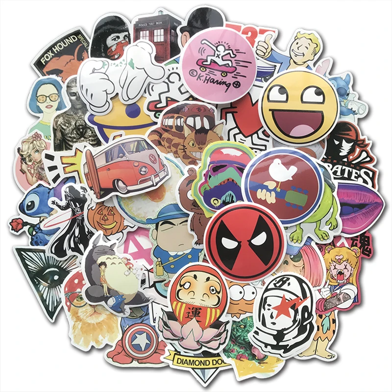 AQK 100 قطعة للماء مضحك الكرتون ملصقات ل DIY لوح التزلج السفر حالة المحمول دراجة نارية التلفزيون سيارة الغيتار طفل لعبة ملصقا قنبلة