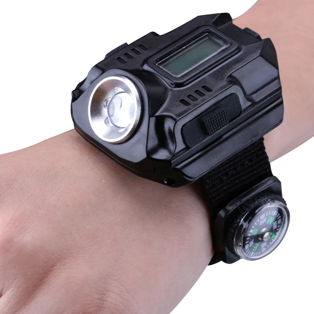 Портативный XPE Q5 R2 светодиодный наручные часы флэш-светильник фонарь светильник usb зарядка модель на запястье Тактический перезаряжаемый флэш-светильник
