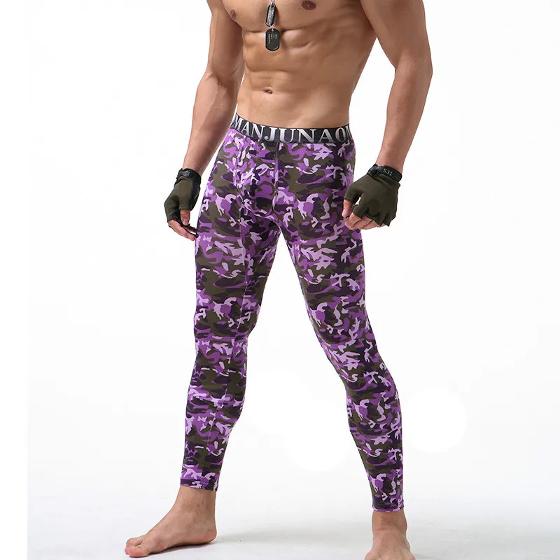 Thermal Underwear Mens Leggings Printed Camouflage Hip Hop Sexy Long John Autumn Leggins Hombre Thermal Pants Modal Male Youth