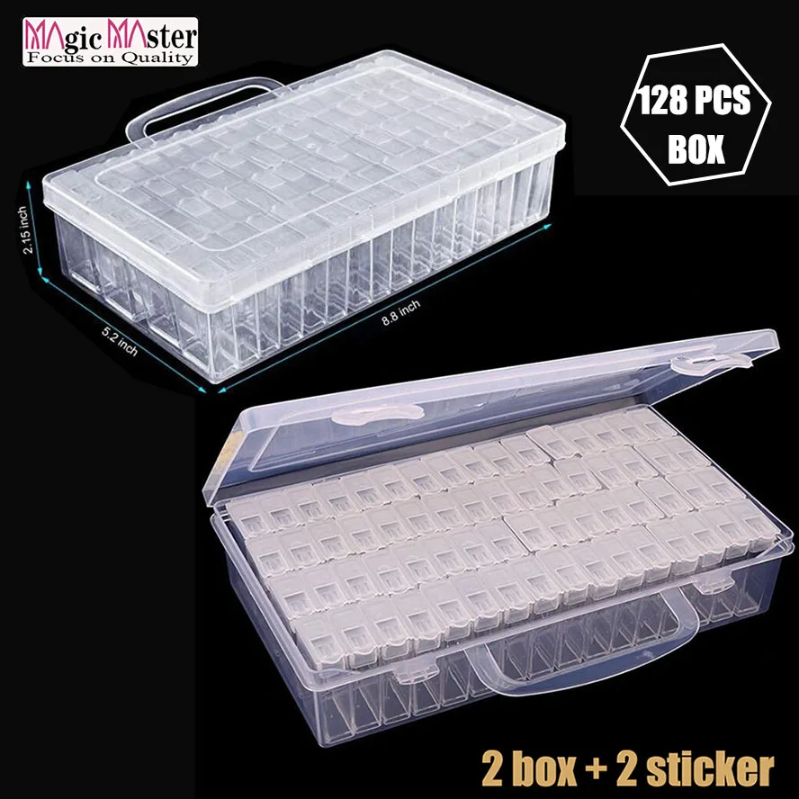 

Jewelry Storage Box 64 Grids Nail Art Storage Case Diamond Pearl Display Container Screw Holder Case Beads Organizer Bins Gifts