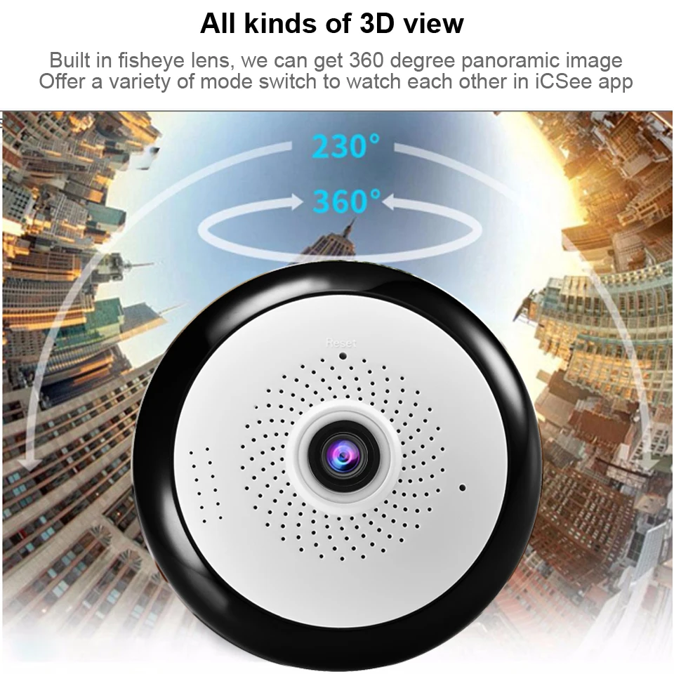 ANBIUX HD 960P рыбий глаз VR панорамная камера на 360 градусов Беспроводная Wi Fi IP для