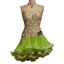 Блестящие стразы, сексуальное женское платье для латинских танцев, женские бальные платья для латинских танцев, платья для соревнований, сальса, юбка с кисточками, платье для самбы