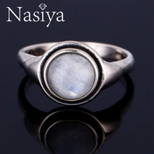 Nasiya Luxus Vintage Mondstein Ringe Solide Silber Schmuck Edelsteine Ringe Für Frauen Jahrestag Großhandel Dropshipping(China)