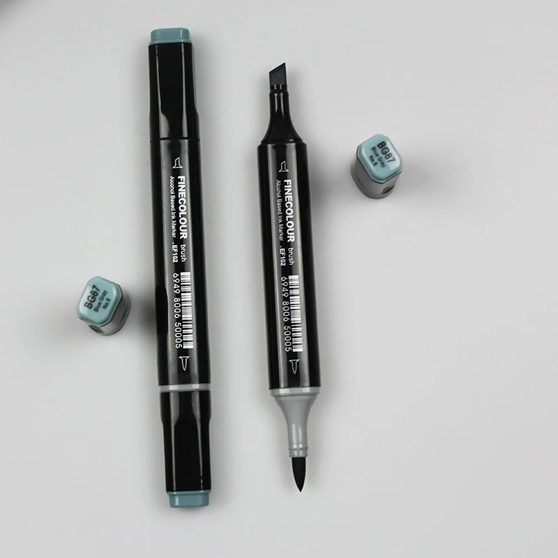 Finecolour EF102 мягкая кисть профессиональный эскиз двухсторонний на спиртовой основе чернил серый серии художественные маркеры