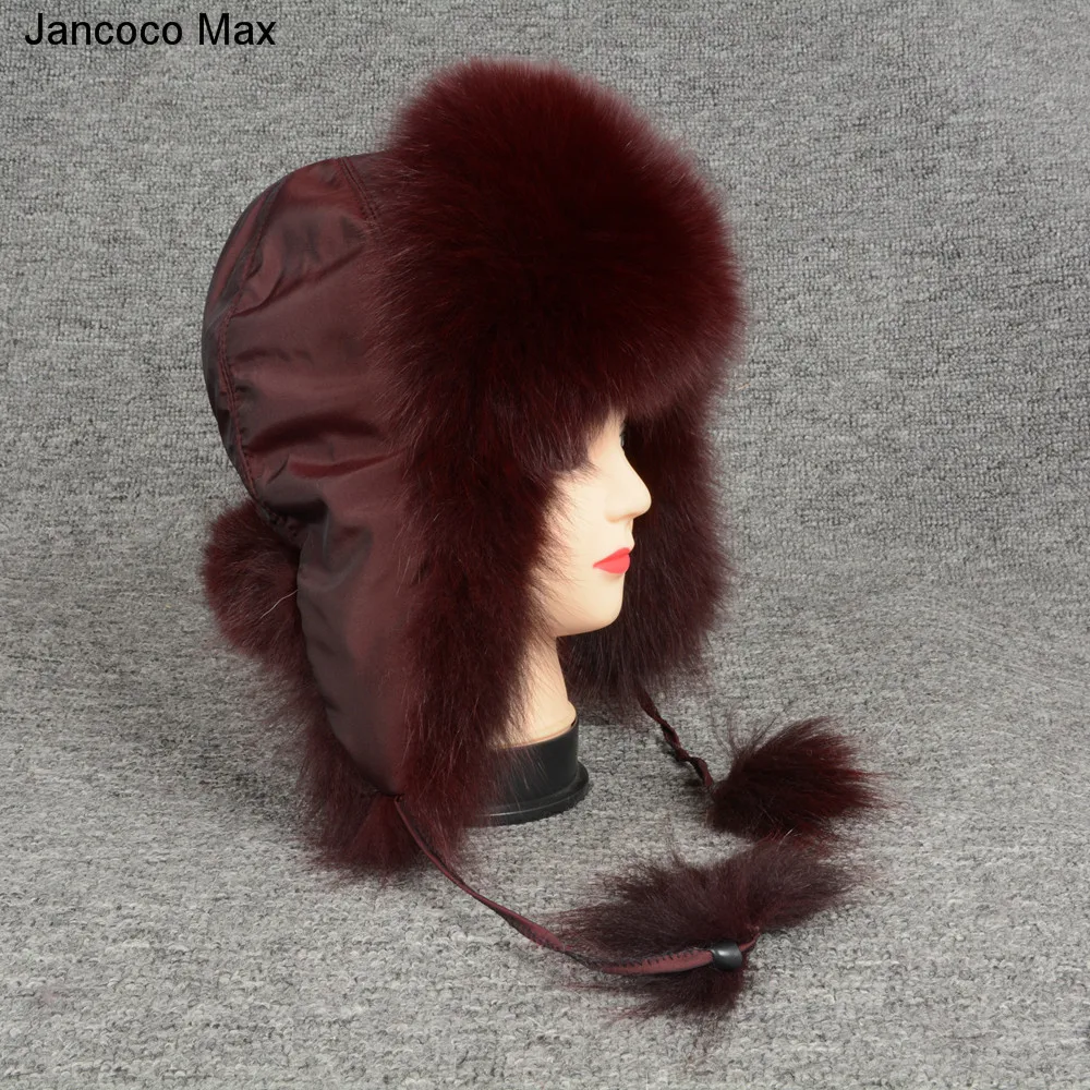 Jancoco Max, шапки-бомберы из натурального Лисьего меха, зимние толстые теплые шапки, Женские ушанки, Непродуваемые шапки S7147