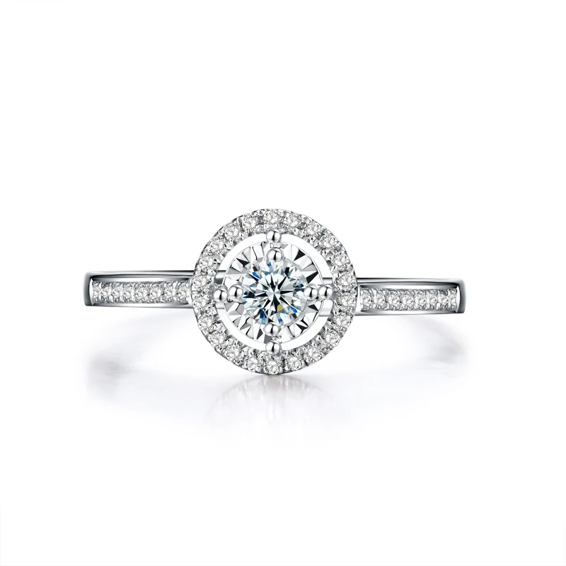 Кольцо для помолвки ANI 18 K белое золото (AU750) 0 39 CT сертифицированное I/SI круглое
