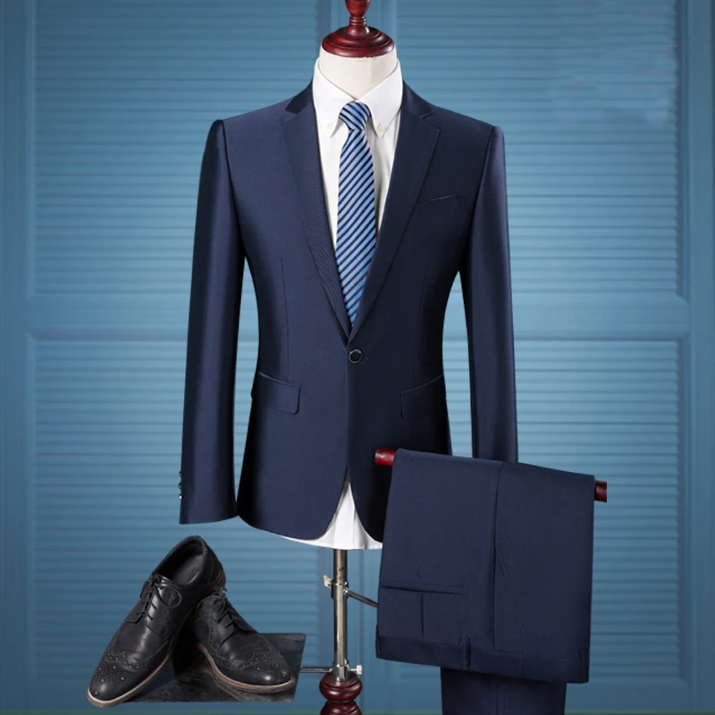 (Jacket+Pants)2018 New Brand Luxury Men Wedding Suit Male Blazers Slim Fit Men Suits Blazer with Pants Plus Size 3XL