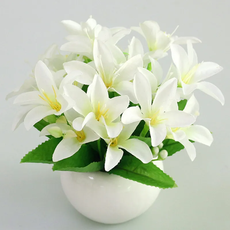 Flone Mini Artificial Small Potted Plants Silk Flower Simulation Flower Bonsai Home Wedding Party Decoration Fake Flowers (15)