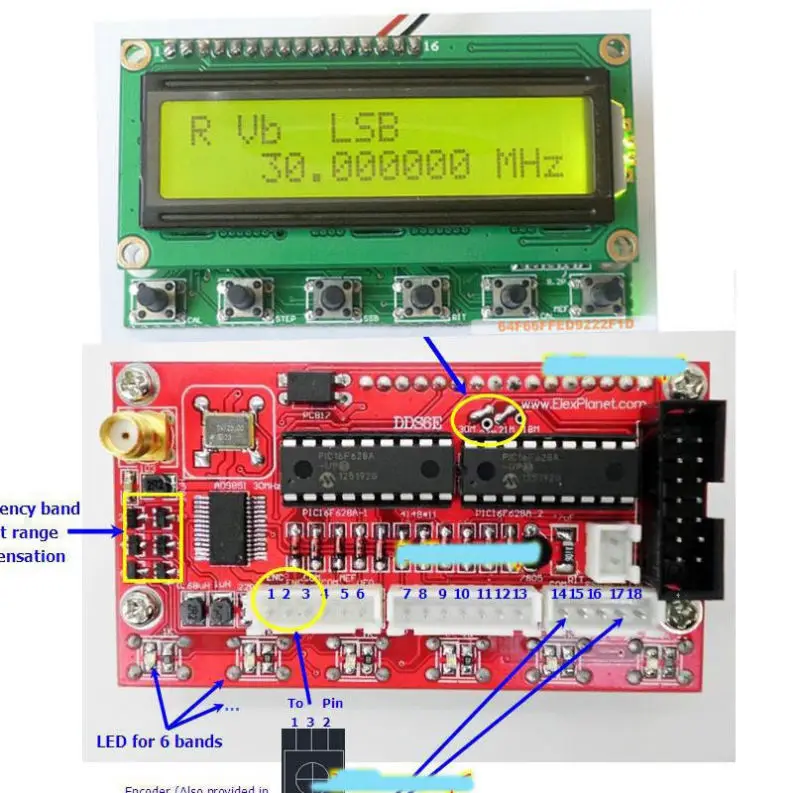 AD9850 модуль 6 полос 0 ~ 55 МГц DDS генератор сигналов Коротковолновая радиосвязь