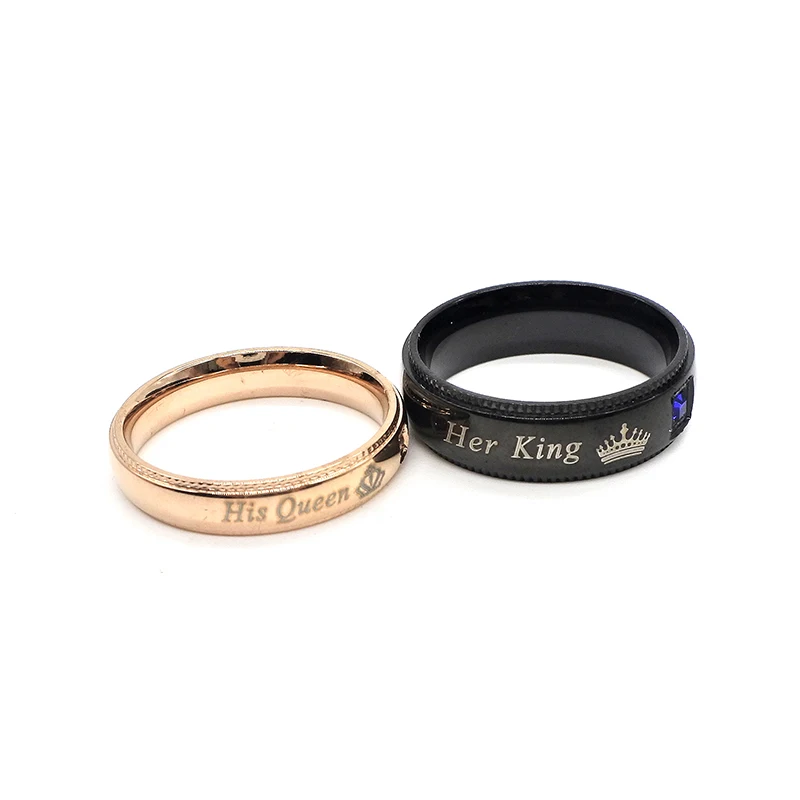 cheap AMUMIU Couple Ring King Queen Stainless Steel Jewelry Men Rings Vintage Teenage Lizard Men Women Classic Rings HZR103
