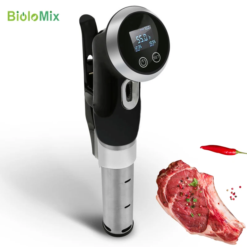 

Sous Vide Vacuum Slow Food Cooker 1500W Powerful Immersion Circulator - LCD Digital Timer Display Stainless Steel