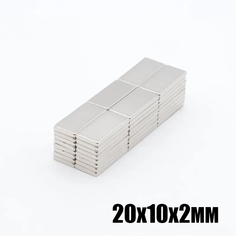 200 шт. 20x10x2 мм N35 Сильный квадратный NdFeB редкоземельный магнит 20*10*2 мм неодимовые магниты 20 мм x 10 мм x 2 мм