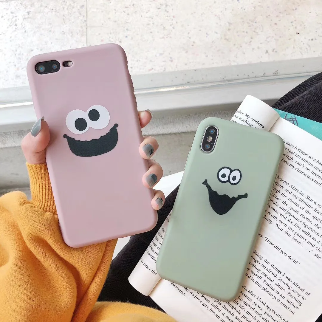 

Funny Cute Sesame Street Cookie Elmo Cute Phone Case For iPhone cover X XS XR case silicon for coque iphone 8 8 Puls 7 7 Puls 6s