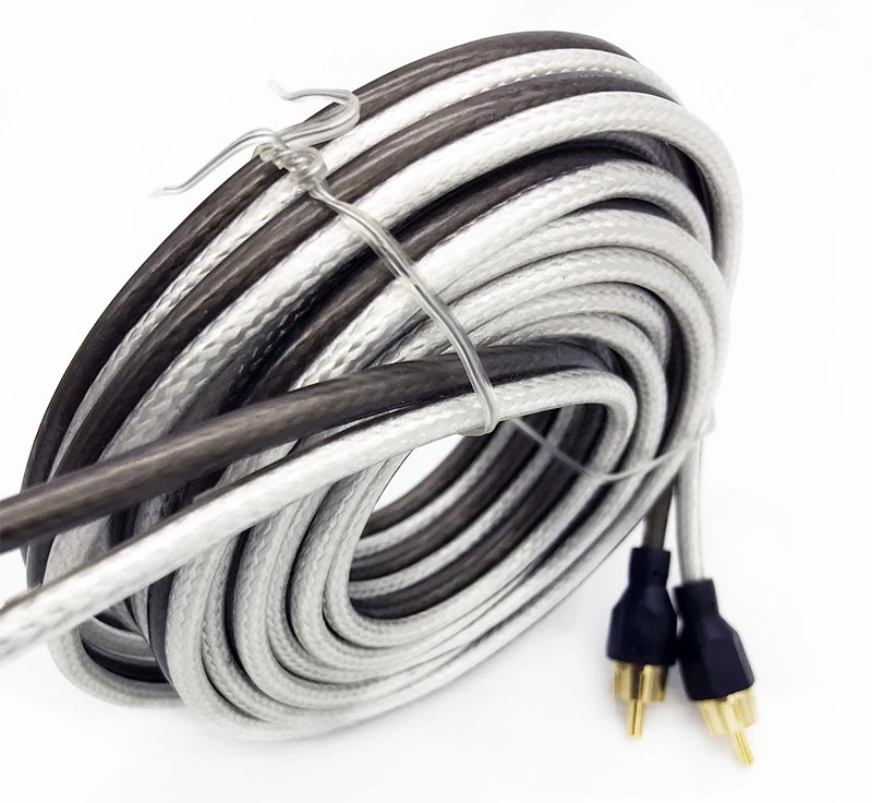 5 м 2 RCA до 2 RCA штекер автомобильный аудио кабель автомобильная система усиления плетеные медные кабели автомобильный Стайлинг высокое качество
